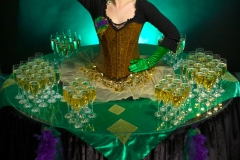 Venetian/Mardi Gras themed living drinks table