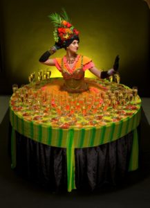 Carnival Human Table - Latin American/Caribbean themed living drinks table