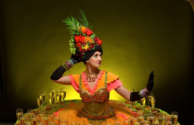 Carnival Human Table - Latin American/Caribbean themed living drinks table